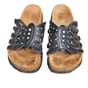 Betula by Birkenstock Women Studded Butterfly Slide Sandals size 37 EXCELLENT …